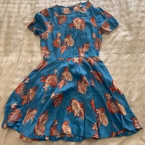 Forever 21 Blue and Orange Flower Summer Dress